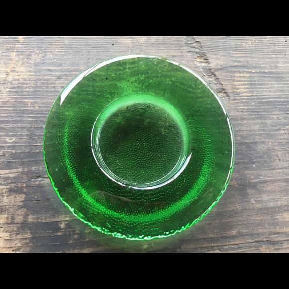 MCM Disc Shape Green Glass Stipled Candleholder - Picture 2 of 11